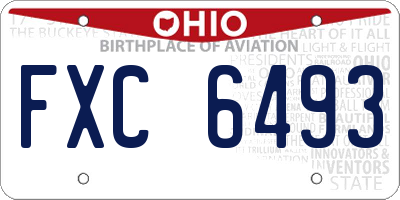 OH license plate FXC6493