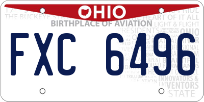 OH license plate FXC6496