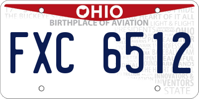 OH license plate FXC6512