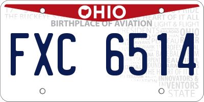OH license plate FXC6514