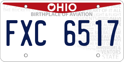 OH license plate FXC6517