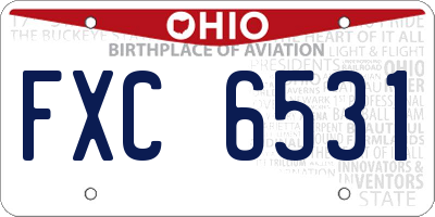 OH license plate FXC6531