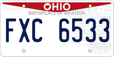OH license plate FXC6533