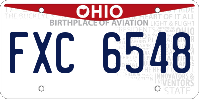 OH license plate FXC6548