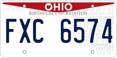 OH license plate FXC6574