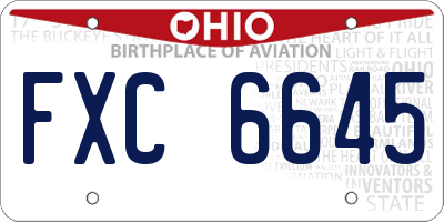 OH license plate FXC6645