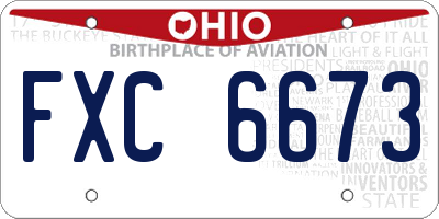 OH license plate FXC6673