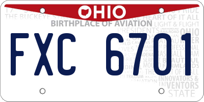 OH license plate FXC6701