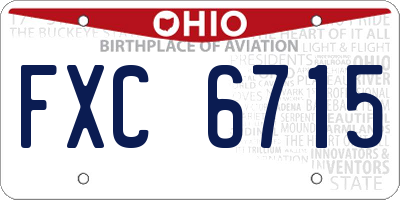 OH license plate FXC6715
