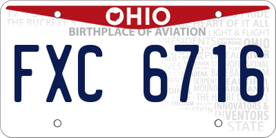 OH license plate FXC6716
