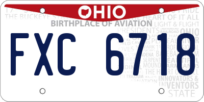 OH license plate FXC6718