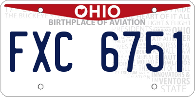 OH license plate FXC6751