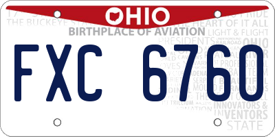 OH license plate FXC6760
