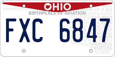 OH license plate FXC6847