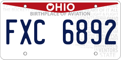OH license plate FXC6892