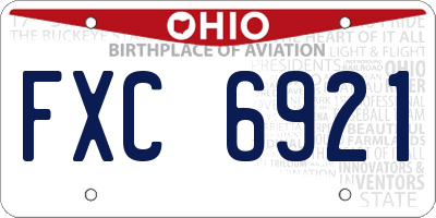 OH license plate FXC6921