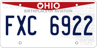 OH license plate FXC6922