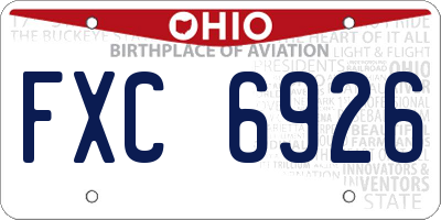 OH license plate FXC6926
