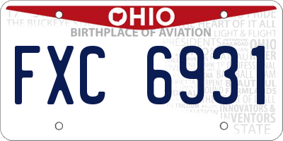 OH license plate FXC6931