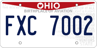 OH license plate FXC7002