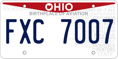 OH license plate FXC7007