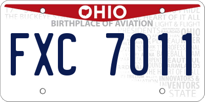 OH license plate FXC7011