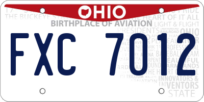 OH license plate FXC7012