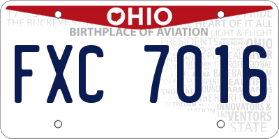 OH license plate FXC7016