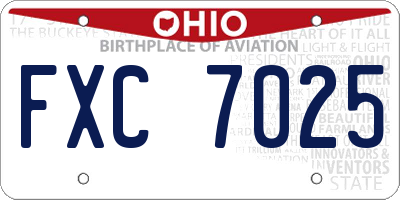 OH license plate FXC7025