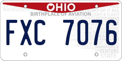 OH license plate FXC7076