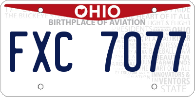 OH license plate FXC7077