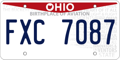 OH license plate FXC7087