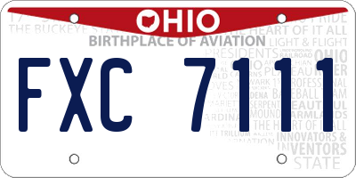 OH license plate FXC7111