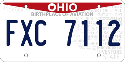 OH license plate FXC7112
