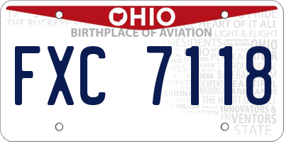 OH license plate FXC7118