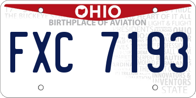 OH license plate FXC7193