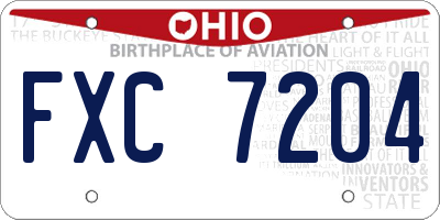 OH license plate FXC7204