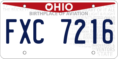 OH license plate FXC7216