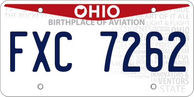OH license plate FXC7262