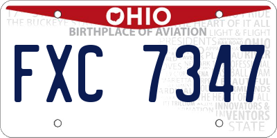 OH license plate FXC7347