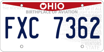 OH license plate FXC7362