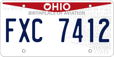 OH license plate FXC7412
