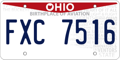 OH license plate FXC7516