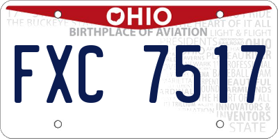 OH license plate FXC7517