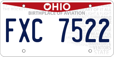OH license plate FXC7522