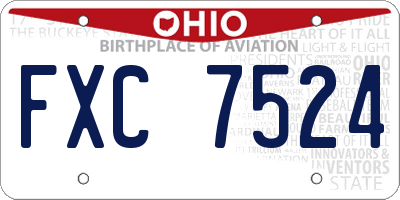 OH license plate FXC7524