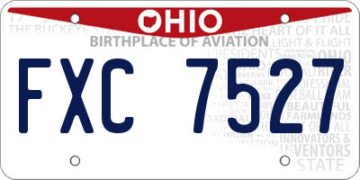 OH license plate FXC7527