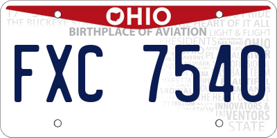 OH license plate FXC7540
