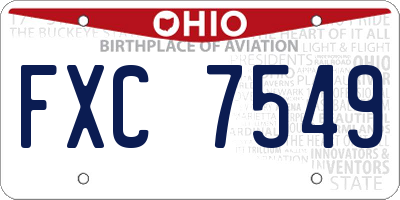 OH license plate FXC7549
