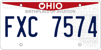 OH license plate FXC7574